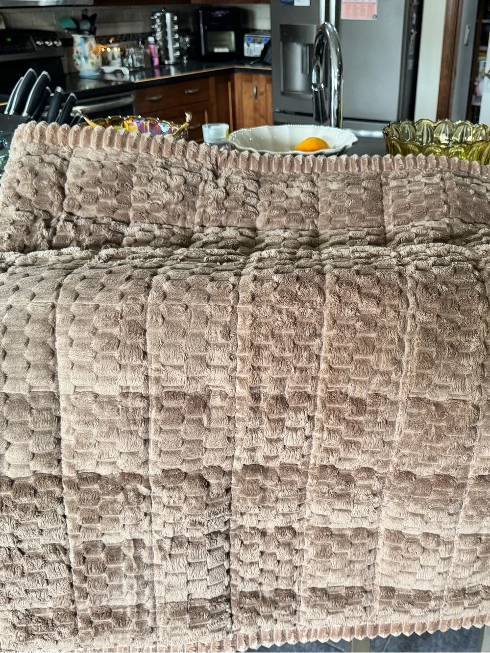 Plush Textured Dog Sofa Protector - Brown